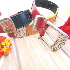 Brighton belt silver plate multicolor boho